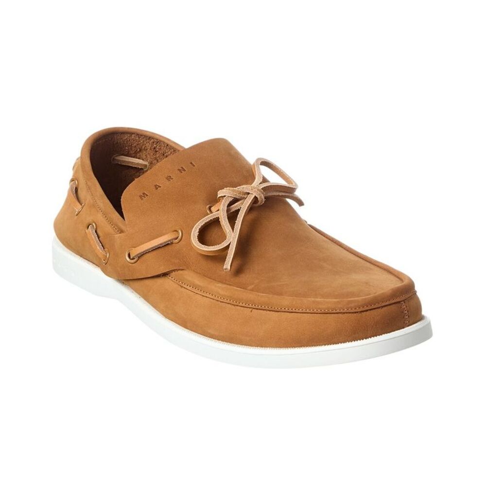 Marni Nubuck Leather Boat Loafer, Brown